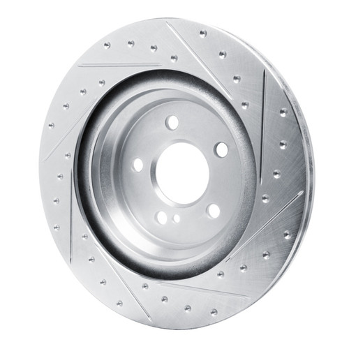 R1 13-20 Mercedes-Benz SL550 Rear Left Drilled & Slotted Silver Brake Rotor