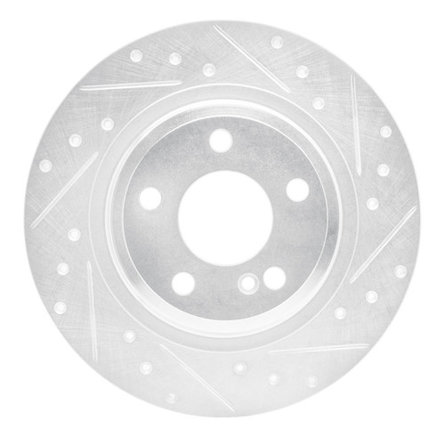 R1 12-20 Mercedes-Benz SLK250 Rear Right Drilled & Slotted Silver Brake Rotor