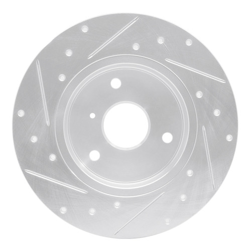 R1 05-16 Smart Fortwo Front Right Drilled & Slotted Silver Brake Rotor