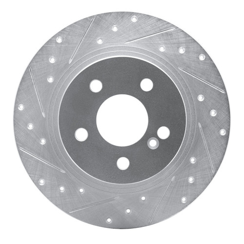 R1 08-15 Mercedes-Benz C300 Sedan Rear Left Drilled & Slotted Silver Brake Rotor