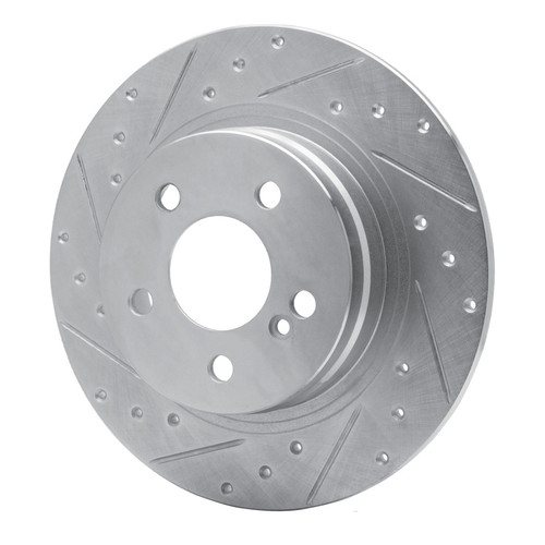 R1 08-15 Mercedes-Benz C300 Sedan Rear Left Drilled & Slotted Silver Brake Rotor