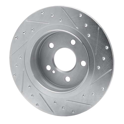 R1 08-15 Mercedes-Benz C300 Sedan Rear Left Drilled & Slotted Silver Brake Rotor