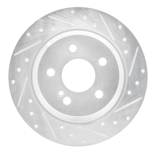 R1 07-13 Mercedes-Benz CL550 Rear Right Drilled & Slotted Silver Brake Rotor