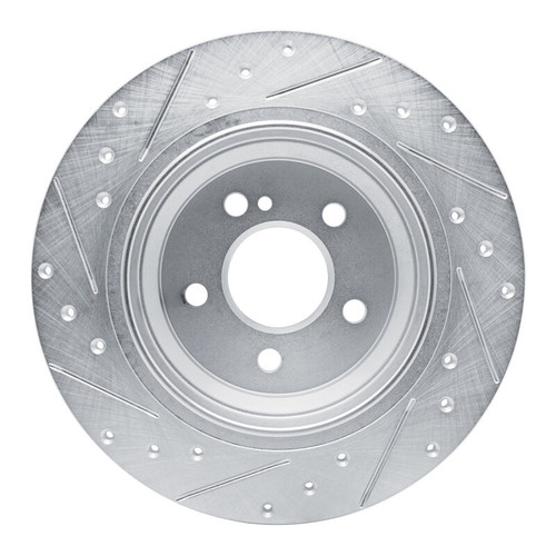 R1 03-06 Mercedes-Benz SL500 Rear Right Drilled & Slotted Silver Brake Rotor