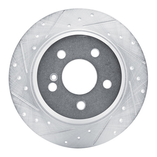 R1 03-06 Mercedes-Benz SL500 Rear Left Drilled & Slotted Silver Brake Rotor
