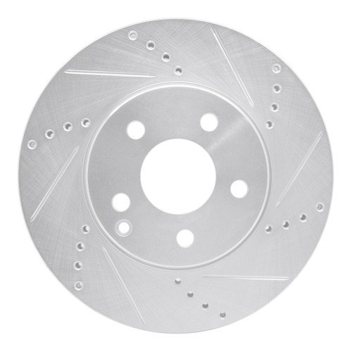R1 03-09 Mercedes-Benz E350 Front Right Drilled & Slotted Silver Brake Rotor
