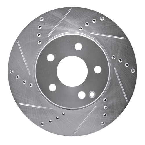 R1 03-09 Mercedes-Benz E320 Front Left Drilled & Slotted Silver Brake Rotor