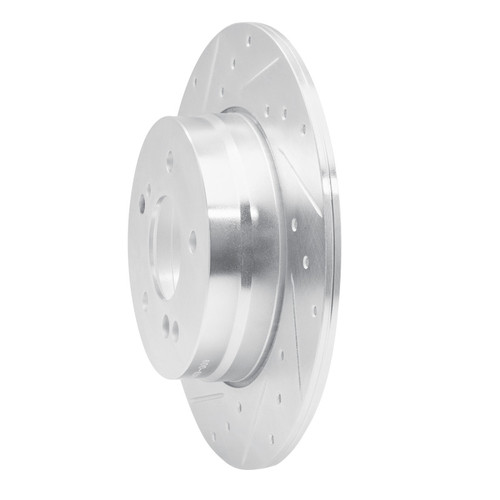 R1 96-98 Mercedes-Benz SL320 Rear Left Drilled & Slotted Silver Brake Rotor