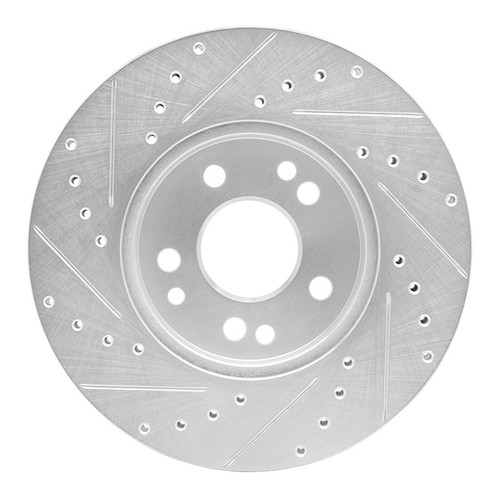 R1 90-95 Mercedes-Benz 400E Front Right Drilled & Slotted Silver Brake Rotor