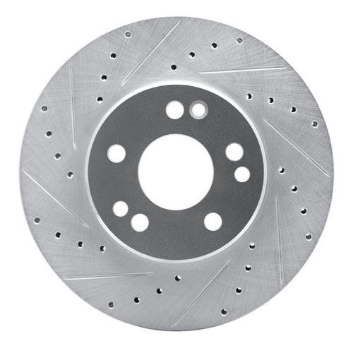 R1 90-95 Mercedes-Benz 400E Front Left Drilled & Slotted Silver Brake Rotor