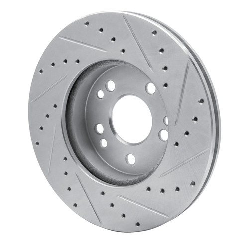 R1 90-95 Mercedes-Benz 400E Front Left Drilled & Slotted Silver Brake Rotor