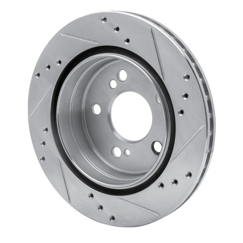R1 92-94 Mercedes-Benz 500E Rear Left Drilled & Slotted Silver Brake Rotor