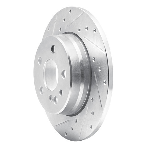 R1 91-99 Mercedes-Benz 300SD Rear Left Drilled & Slotted Silver Brake Rotor