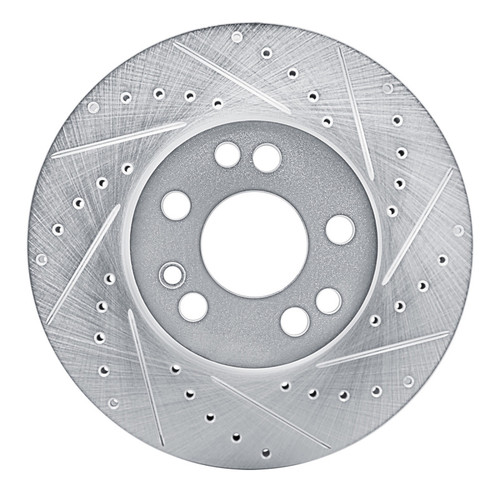 R1 91-99 Mercedes-Benz S320 Front Right Drilled & Slotted Silver Brake Rotor