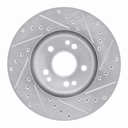 R1 90-98 Mercedes-Benz SL500 Front Left Drilled & Slotted Silver Brake Rotor