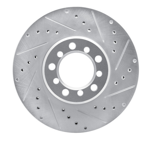 R1 85-91 Mercedes-Benz 560SEC Front Right Drilled & Slotted Silver Brake Rotor