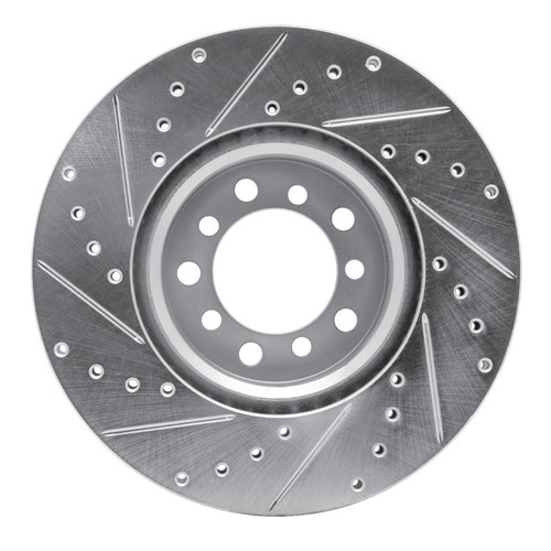 R1 85-91 Mercedes-Benz 560SEC Front Right Drilled & Slotted Silver Brake Rotor