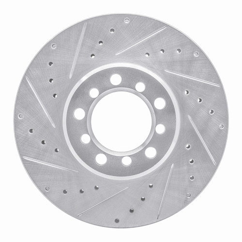 R1 85-91 Mercedes-Benz 300SD Front Left Drilled & Slotted Silver Brake Rotor