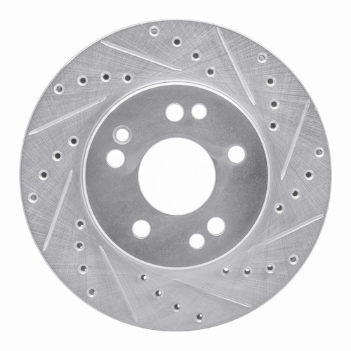 R1 84-95 Mercedes-Benz 260E Front Right Drilled & Slotted Silver Brake Rotor