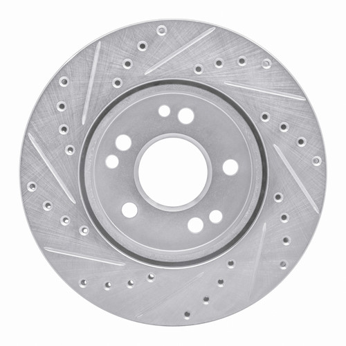 R1 84-95 Mercedes-Benz 260E Front Right Drilled & Slotted Silver Brake Rotor