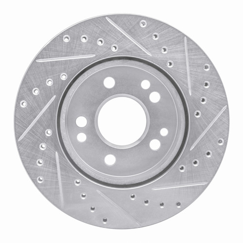 R1 84-95 Mercedes-Benz 260E Front Left Drilled & Slotted Silver Brake Rotor