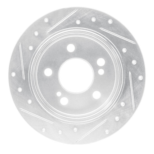 R1 83-95 Mercedes-Benz 300CE Rear Right Drilled & Slotted Silver Brake Rotor