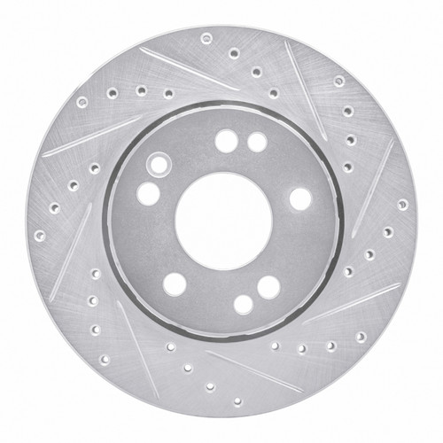 R1 90-92 Mercedes-Benz 300E Front Right Drilled & Slotted Silver Brake Rotor