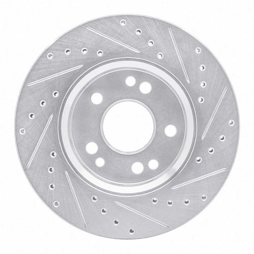 R1 90-92 Mercedes-Benz 300E Front Left Drilled & Slotted Silver Brake Rotor