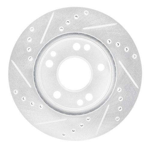 R1 87-93 Mercedes-Benz 190E Front Right Drilled & Slotted Silver Brake Rotor