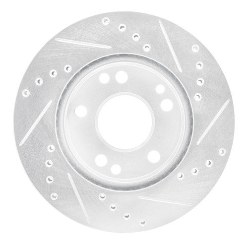 R1 87-93 Mercedes-Benz 190D Front Left Drilled & Slotted Silver Brake Rotor