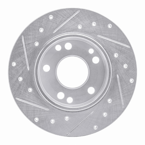 R1 83-89 Mercedes-Benz 190D Front Right Drilled & Slotted Silver Brake Rotor