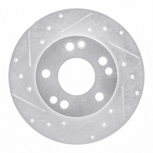R1 83-89 Mercedes-Benz 190D Front Left Drilled & Slotted Silver Brake Rotor