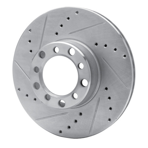 R1 79-85 Mercedes-Benz 380SL Front Left Drilled & Slotted Silver Brake Rotor