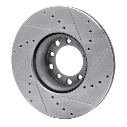 R1 79-85 Mercedes-Benz 380SL Front Left Drilled & Slotted Silver Brake Rotor