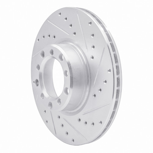 R1 82-85 Mercedes-Benz 380SEC Front Right Drilled & Slotted Silver Brake Rotor