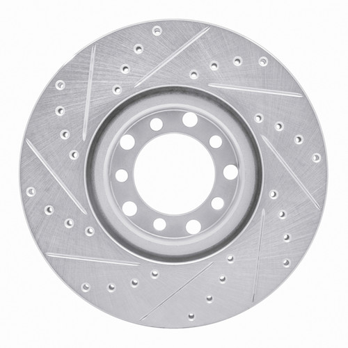 R1 82-85 Mercedes-Benz 380SEC Front Right Drilled & Slotted Silver Brake Rotor