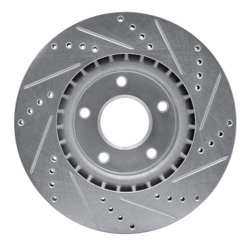 R1 82-85 Mercedes-Benz 500SEC Front Left Drilled & Slotted Silver Brake Rotor