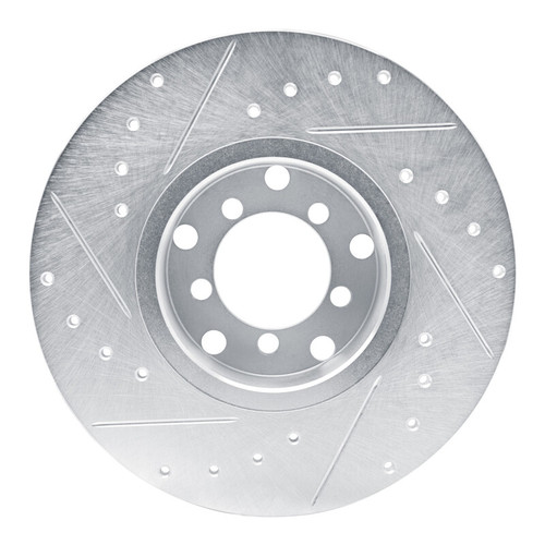 R1 65-73 Mercedes-Benz 220 Front Right Drilled & Slotted Silver Brake Rotor