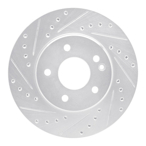 R1 94-97 Mercedes-Benz C280 Front Left Drilled & Slotted Silver Brake Rotor