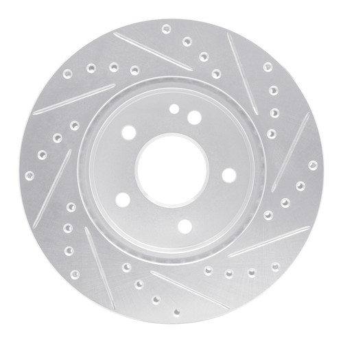 R1 94-97 Mercedes-Benz C280 Front Left Drilled & Slotted Silver Brake Rotor