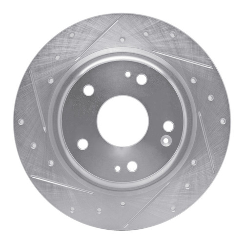 R1 17-20 Honda Civic Coupe Rear Left Drilled & Slotted Silver Brake Rotor