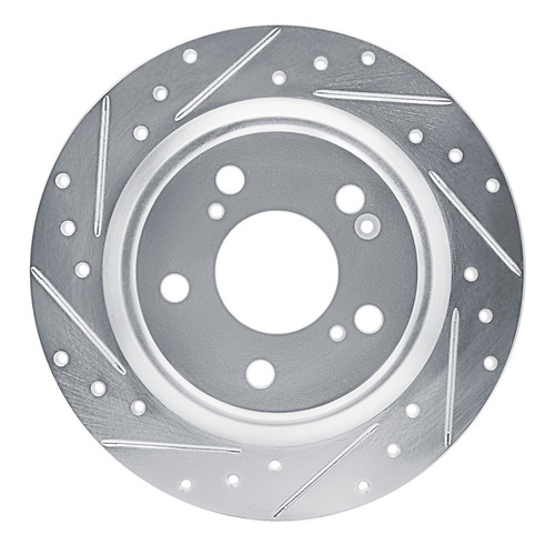 R1 17-25 Acura Integra Rear Left Drilled & Slotted Silver Brake Rotor