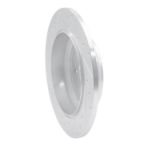 R1 16-25 Honda Ridgeline Rear Right Drilled & Slotted Silver Brake Rotor