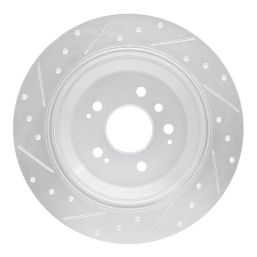 R1 16-25 Honda Ridgeline Rear Right Drilled & Slotted Silver Brake Rotor