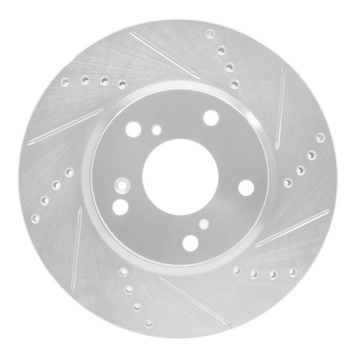 R1 16-25 Honda Civic Hatchback Front Right Drilled & Slotted Silver Brake Rotor
