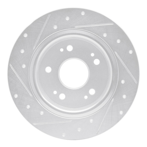 R1 16-16 Honda CR-Z Rear Right Drilled & Slotted Silver Brake Rotor