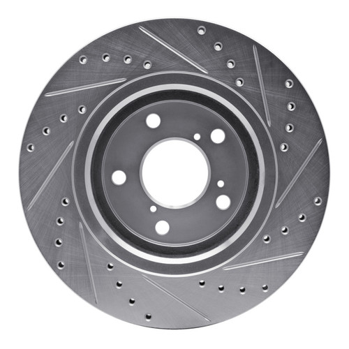 R1 15-25 Acura MDX Front Left Drilled & Slotted Silver Brake Rotor