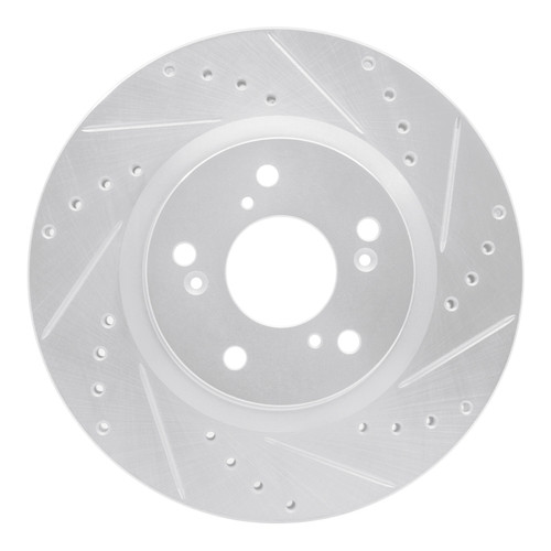 R1 12-16 Honda CR-V Front Right Drilled & Slotted Silver Brake Rotor