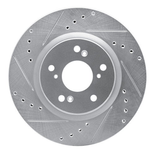 R1 12-16 Honda CR-V Front Left Drilled & Slotted Silver Brake Rotor