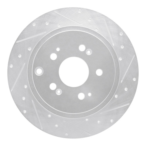 R1 06-14 Honda Ridgeline Rear Right Drilled & Slotted Silver Brake Rotor